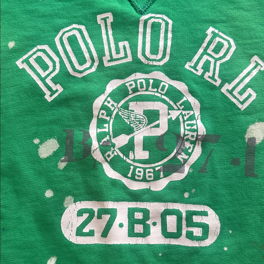 Men's Large Ralph Lauren green pullover sweatshirt with paint splashes . - Picture 2 of 9